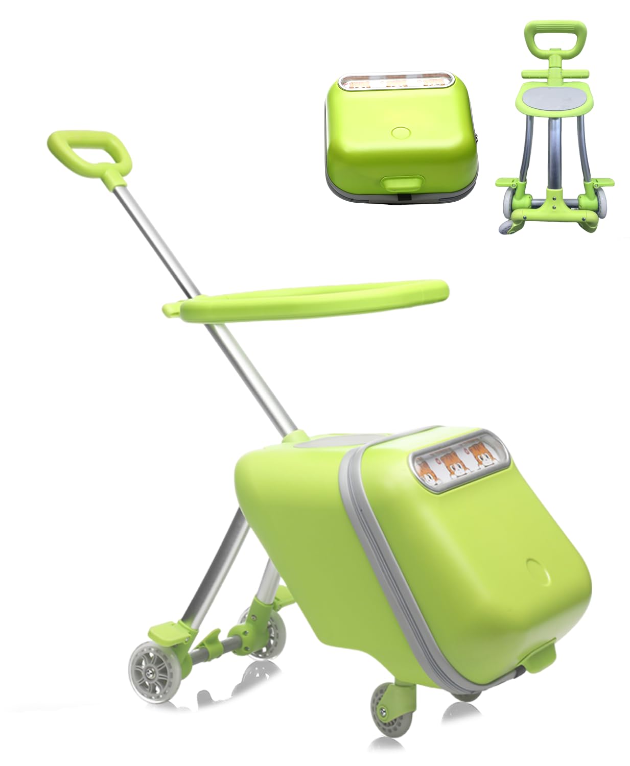 [ASOWTREND] 子供が乗れるキャリーケース｜乗れるスーツケース｜分離できて、正解だった｜独立カート・暗証番号ロック・ストッパー付き｜ 子連れ旅行・帰省・お出かけに最適｜グリーン Amazon | [ASOWTREND] キッズトラベル 乗れるキャリーケース 子供